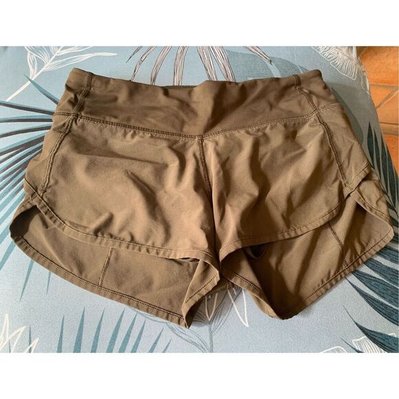 Lululemon SPEED olive green Lined Run Gym yoga SHORTS sz 2 - Picture 2 of 6